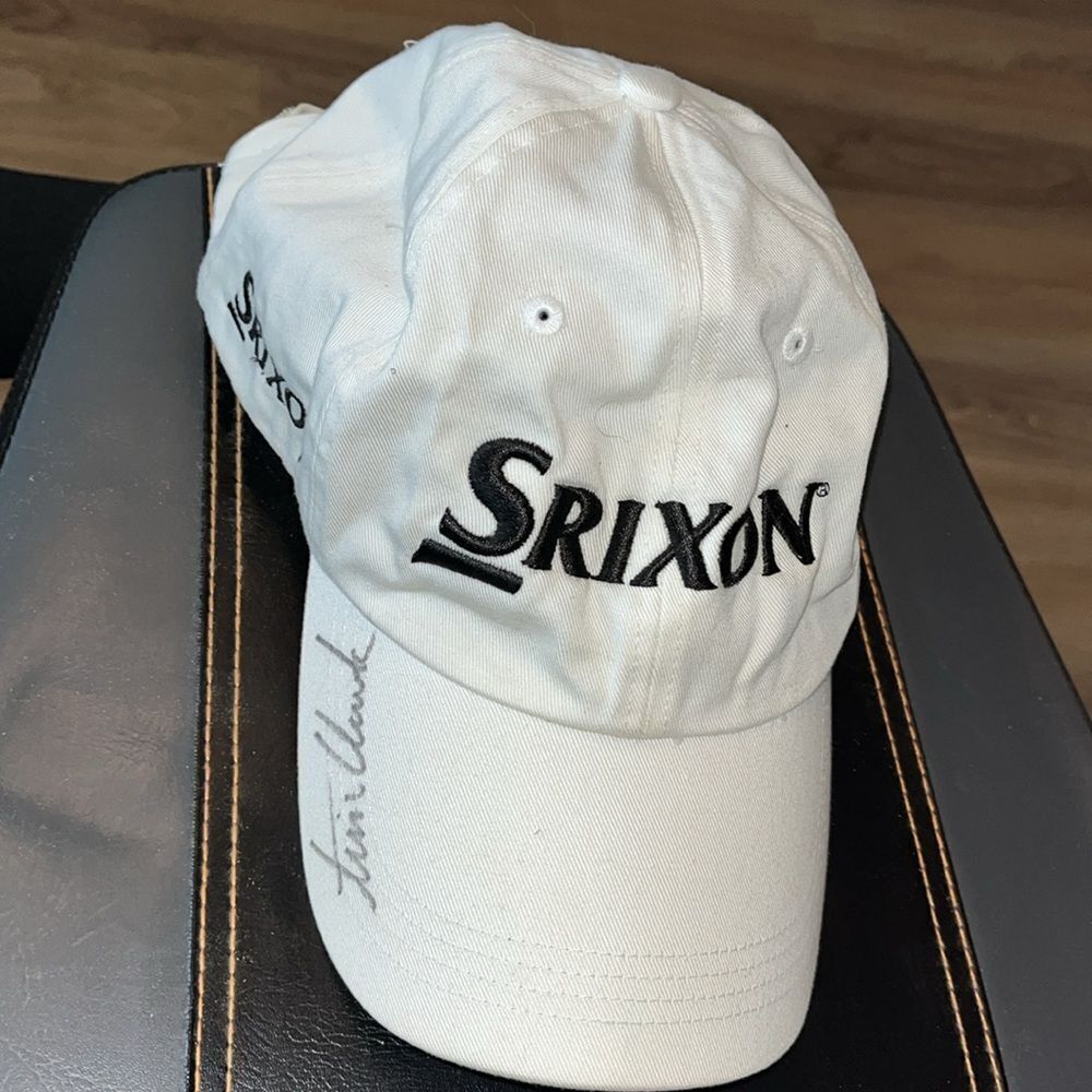 Tim Clark Signed Autograph Srixon WORN White Golf Baseball Cap Hat